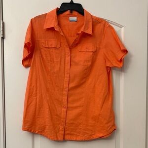 Columbia 100% cotton Salmon Short-Sleeve Button-Up Shirt